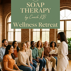Corporate team gathered during a Soap Therapy™ wellness retreat experience designed to reduce burnout and encourage reflection.