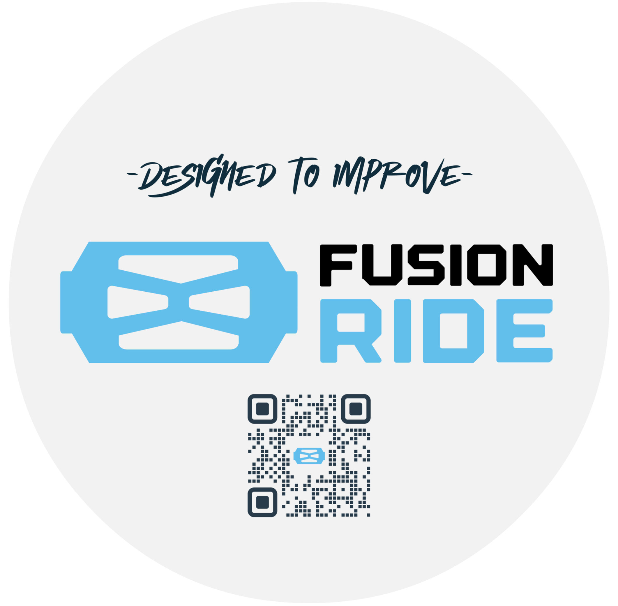 Fusionride logo, 'Designed to Improve', and QR code
