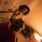 chloe arnold and natasha mynhier discussing a scene
