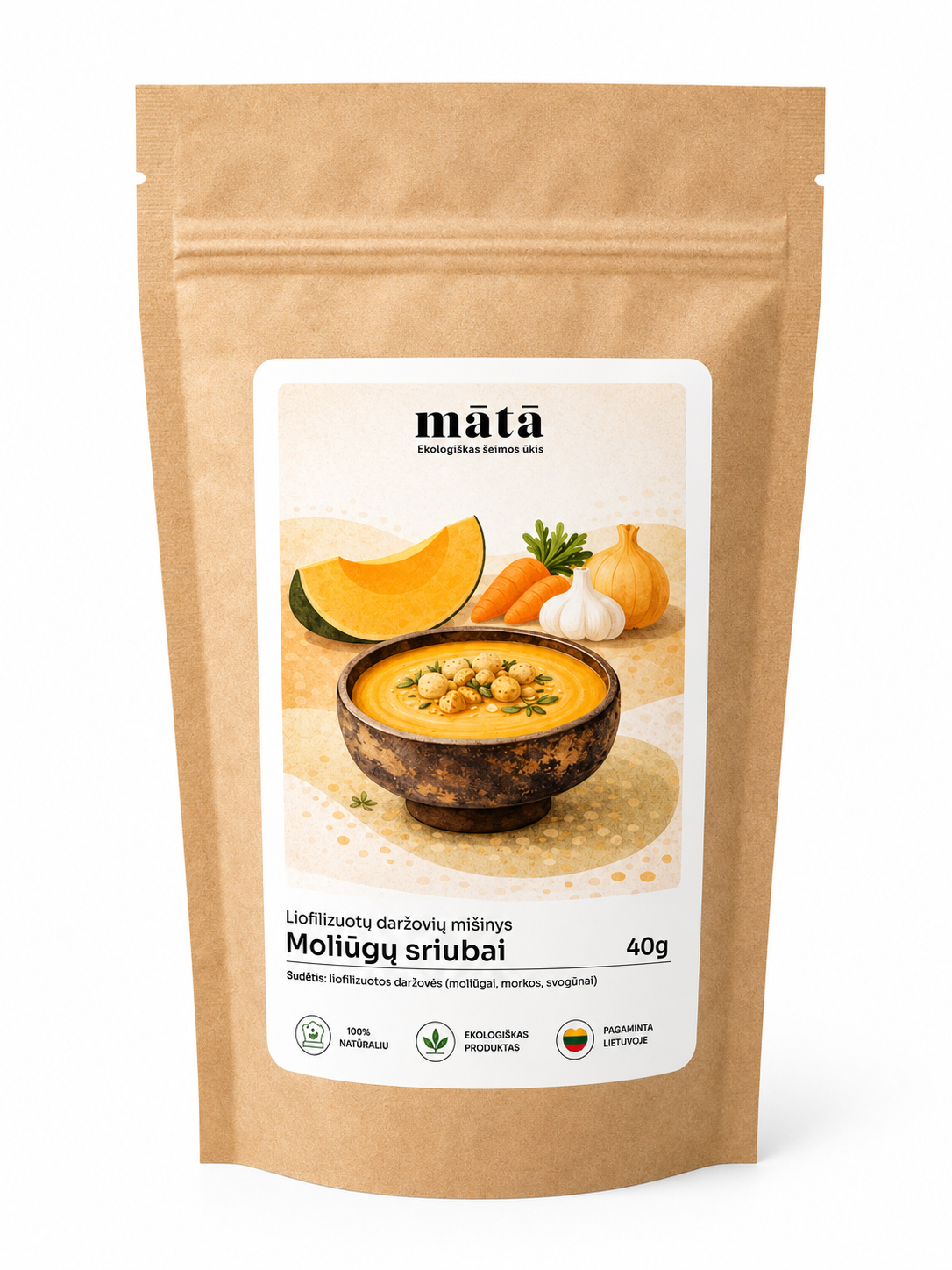 Liofilizuotų daržovių mišinys moliūgų sriubai