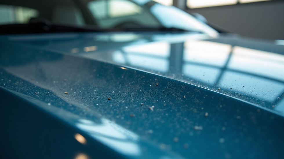 Close-up view of a shiny car hood after detailing