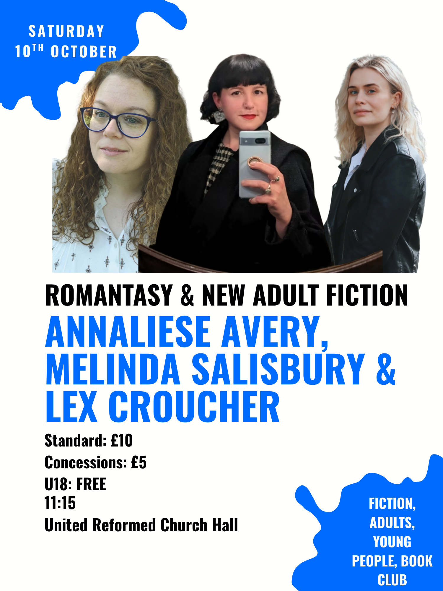 Romantasy & New Adult Fiction | 11:15 Sat 10 Oct | United Reformed Church Hall