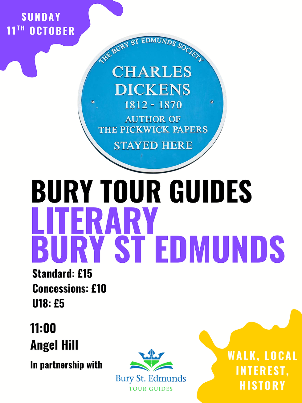Thumbnail: Literary Bury St Edmunds: Walk | 11:00 Sun 11 Oct | Meet on Angel Hill