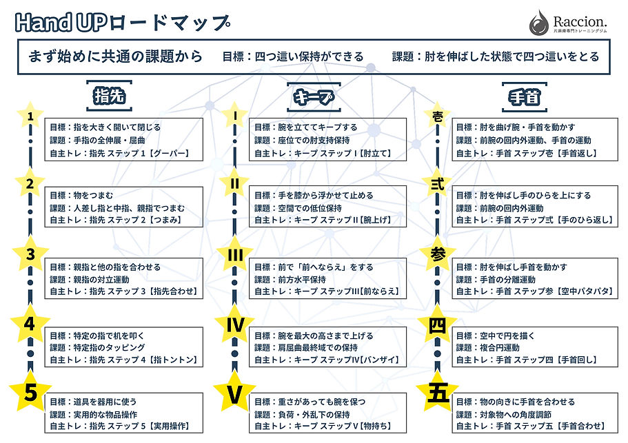 麻痺の手の機能回復のためのHandUpロードマップ