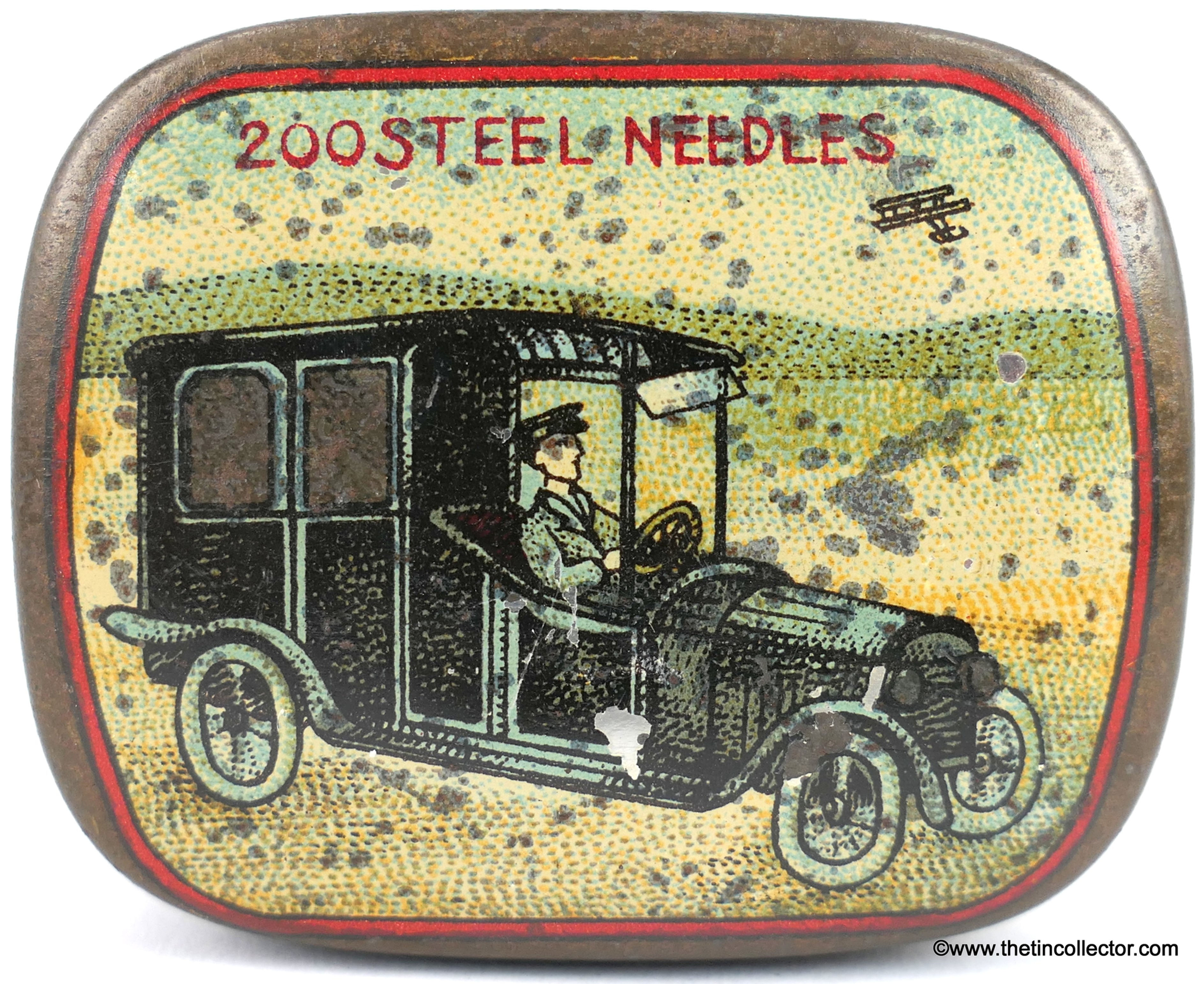 Rare "TOWN CAR" German Gramophone Needle Tin