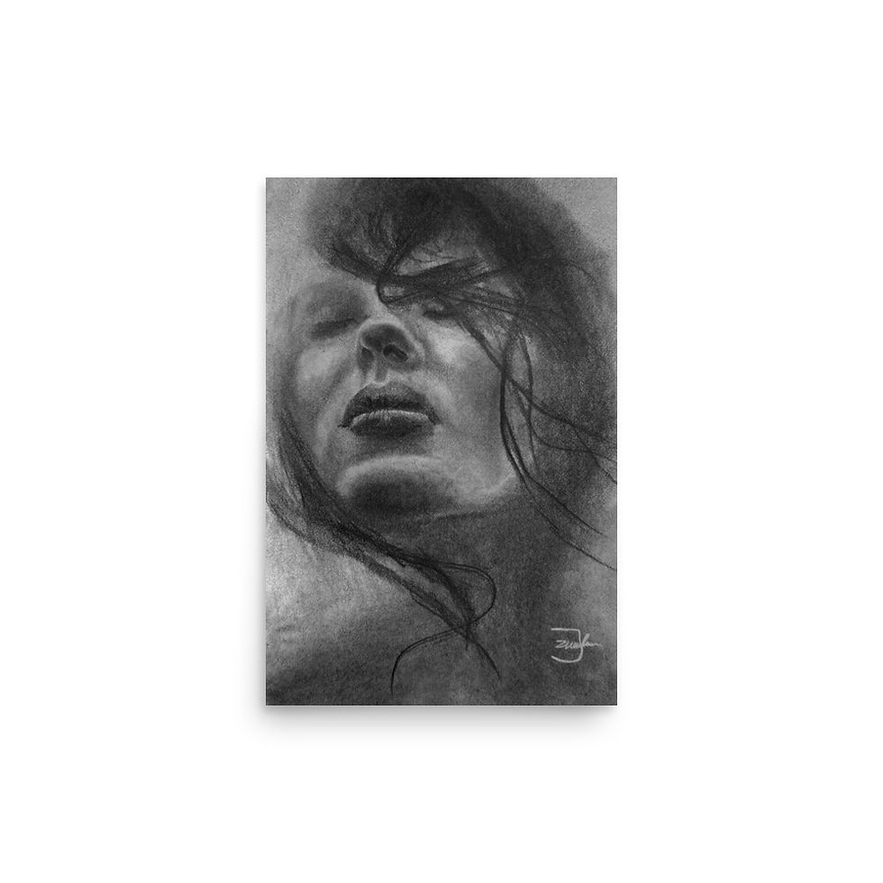 Thumbnail: graphite art, art print, large art print, portrait, portrait sketch, Jake zuurbier, black and white, pencil art, woman