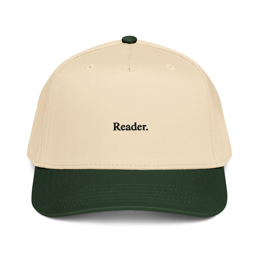 Thumbnail: reader cap, bookish accessories, cap, hat, visor, reading, book lover, hat for reading, minimalist, sleek, modern, typewriter