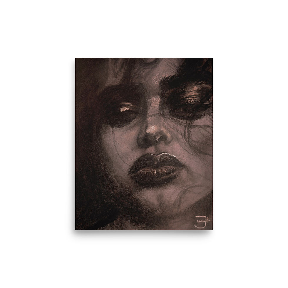Thumbnail: portrait, graphite art, rose gold, woman, close up face, art, art print, fine art, modern art, matte print, Jake Zuurbier art
