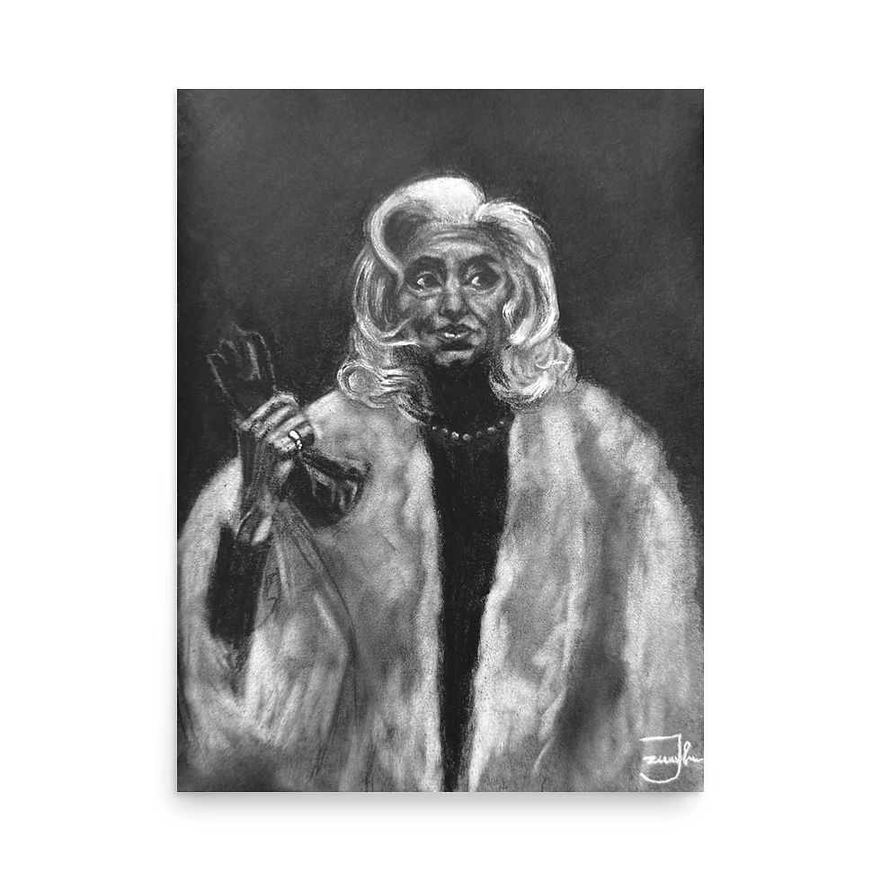 grandma, glamorous, italian, nonna, white fur coat, Art, art print, fine art, modern art, matte print, Jake Zuurbier art