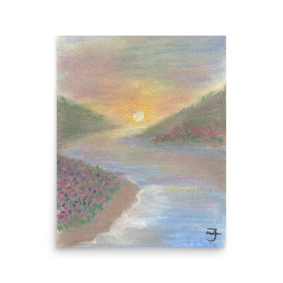 chalk pastel, river, pastel colors, Art, art print, fine art, modern art, home decor, Jake Zuurbier art, modern art print