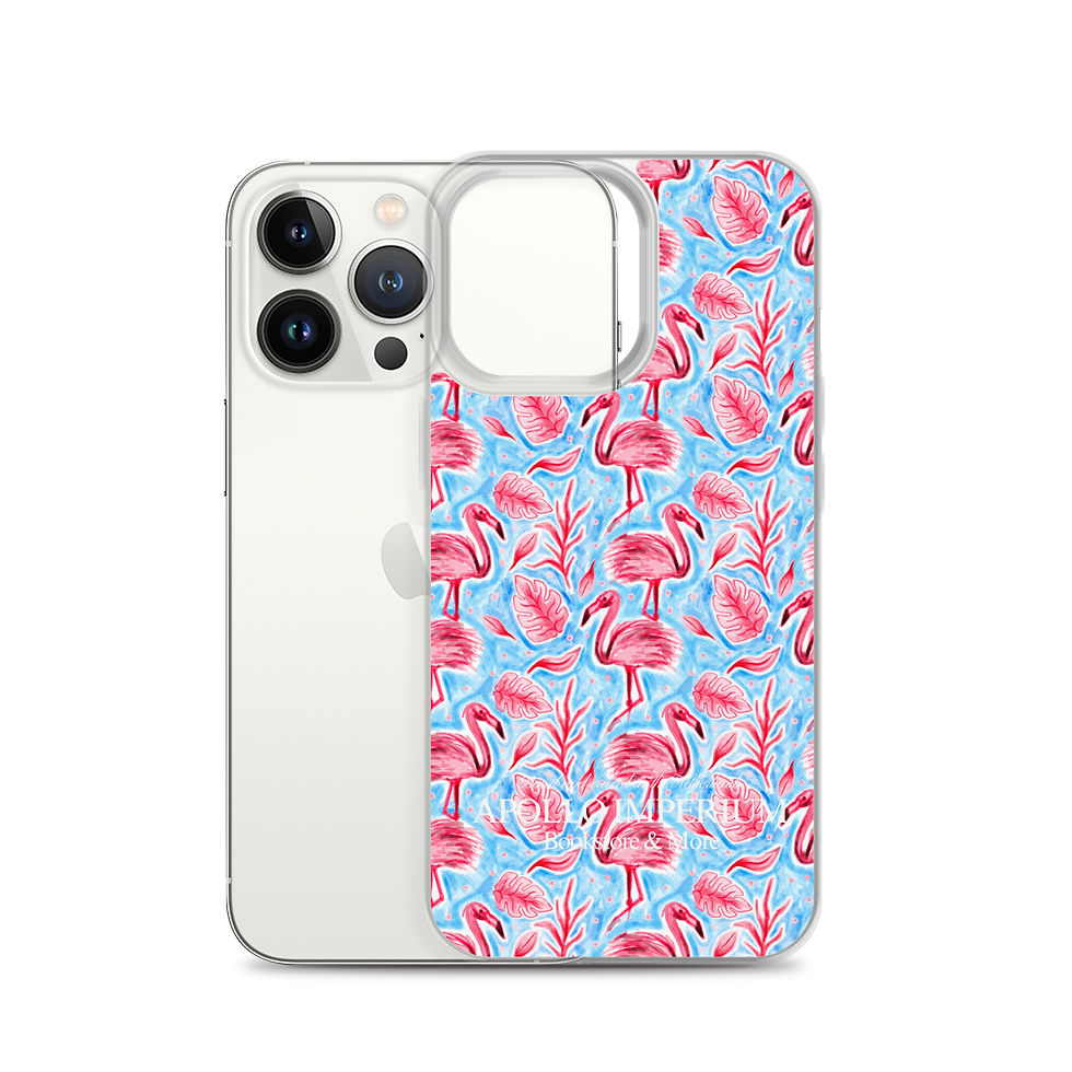 Thumbnail: flamingo print phone case, iPhone case, iPhone 16 pro max case, iPhone 17 case, girly phone case, flamingos, blue and pink