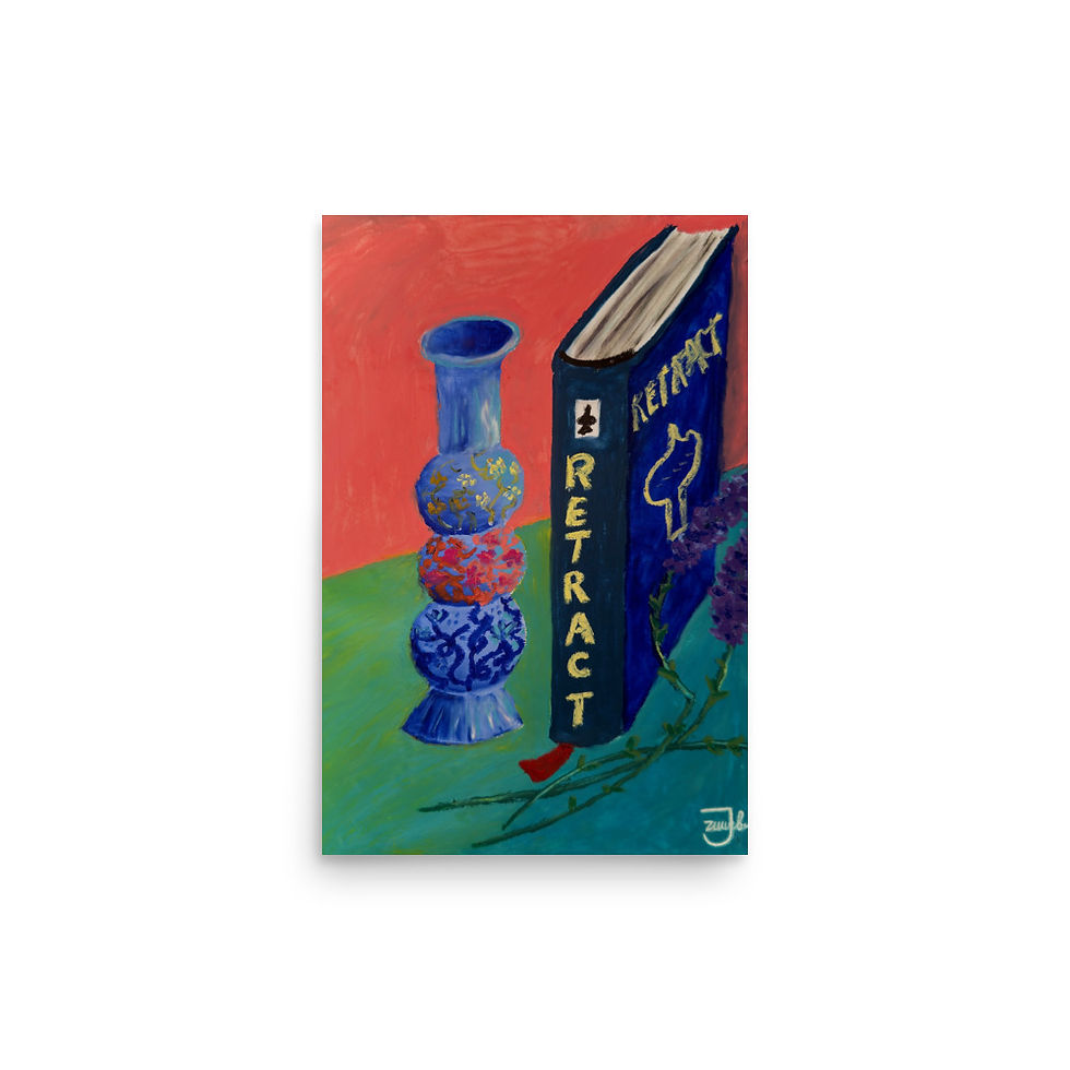 Thumbnail: retract art print, art print, affordable art, Jake Zuurbier, abstract, colorful art, vase, still life, modern art, pink