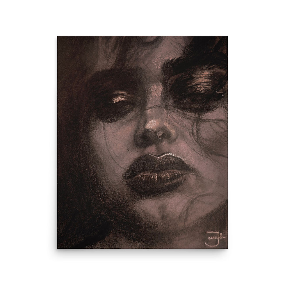 Thumbnail: portrait, graphite art, rose gold, woman, close up face, art, art print, fine art, modern art, matte print, Jake Zuurbier art