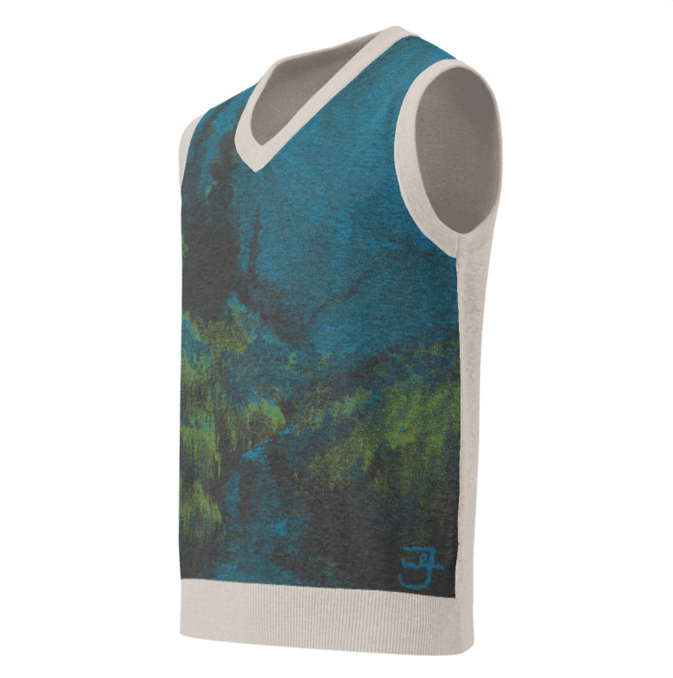 teal shirt, knitted shirt, artwork tee, shirt, mountain, grandpa shirt, aesthetic, artsy shirt, knitted, green, Jake zuurbier