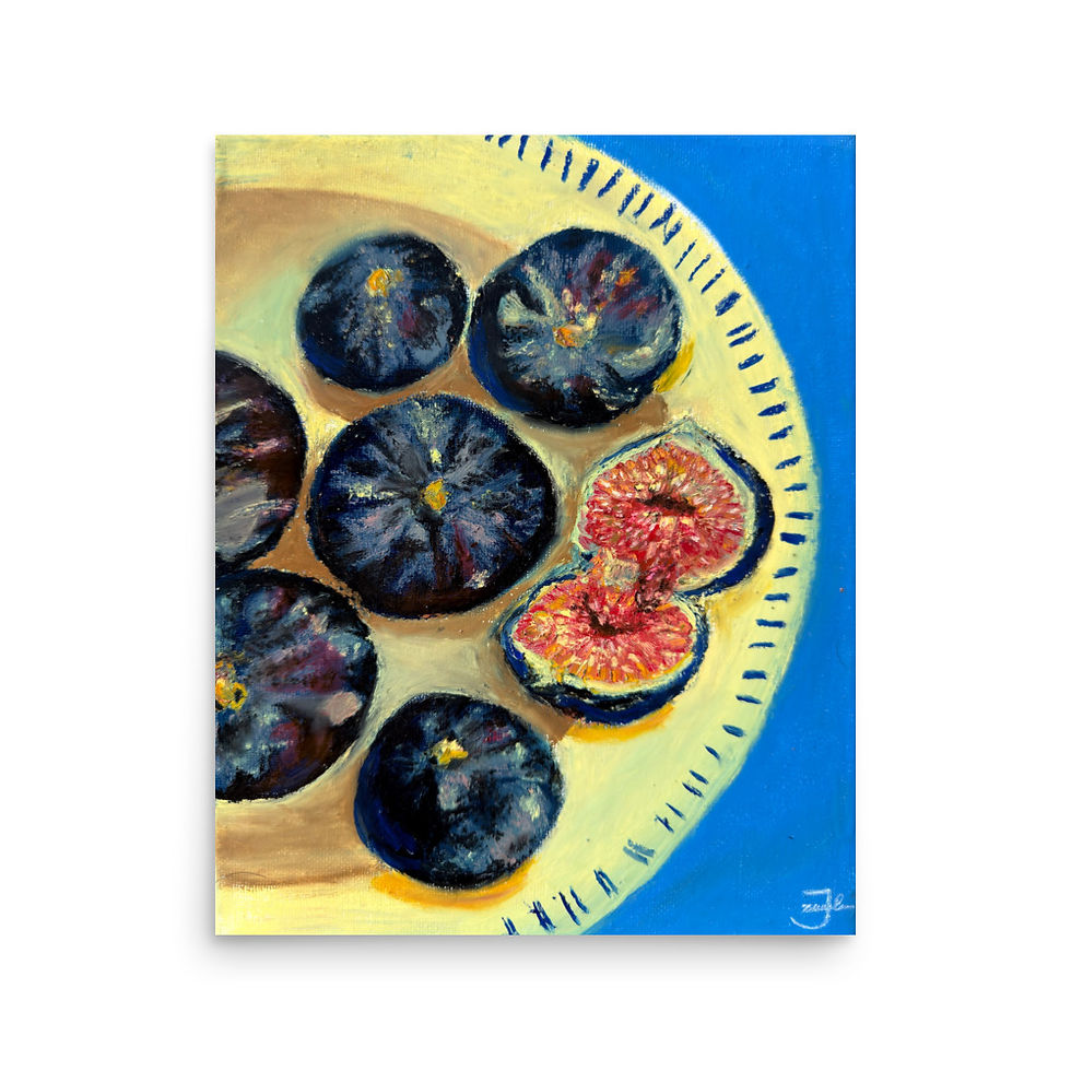 figs, fig art, painting, oil pastel, blue, Art, art print, fine art, modern art, home decor, Jake Zuurbier art, modern art