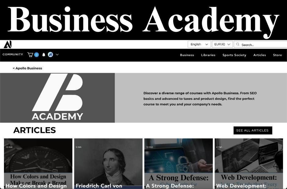 business academy, learn business, business course, beginners, set, brand identity, articles, learn, academy, website