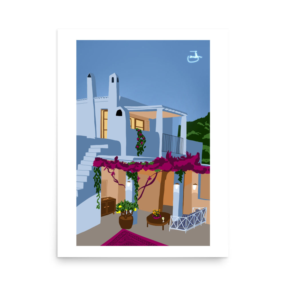 mediterranean, france, house, architecture art, Art, art print, fine art, modern art, home decor, Jake Zuurbier art, modern
