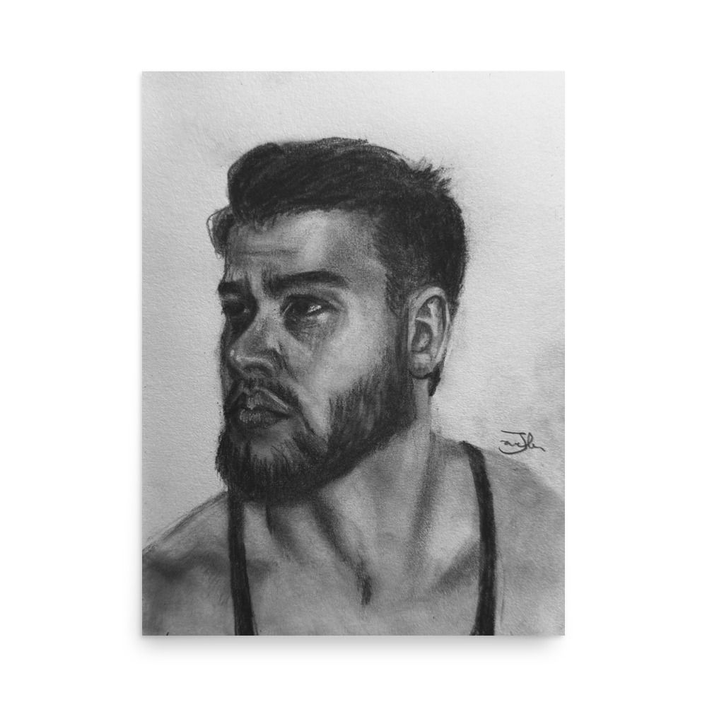 self portrait, man portrait, handsome man, black and white, art, art print, fine art, modern art, matte print, Jake Zuurbier