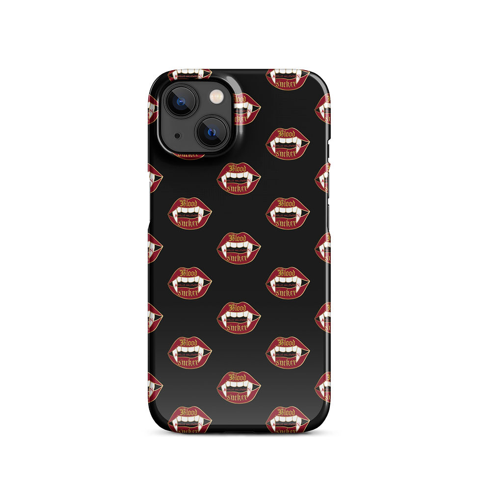 Thumbnail: blood sucker, vampire, vampire fangs, gold, phone case, iPhone case, snap case, lightweight phone case, halloween, black case