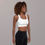 Thumbnail: sports bra, padded sports bra, white sports bra, moisture-wicking bra, breathable activewear, workout bra, gym wear, racer
