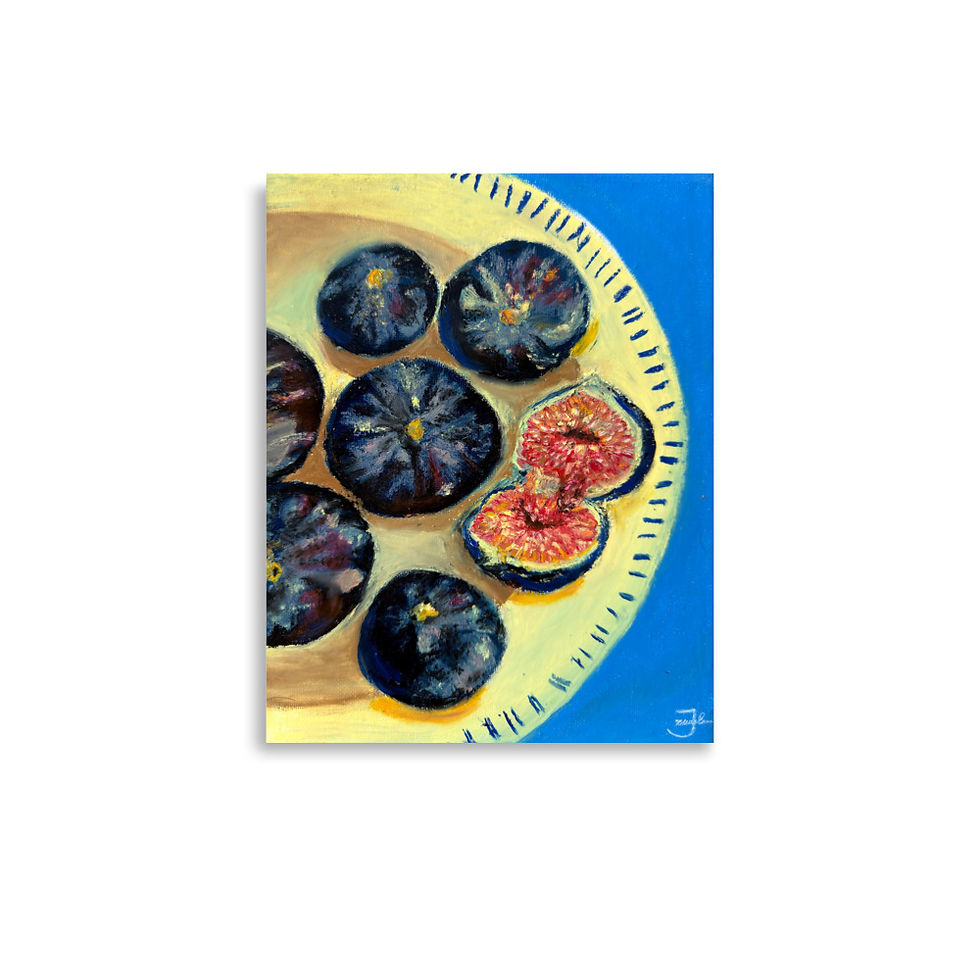 Thumbnail: figs, fig art, painting, oil pastel, blue, Art, art print, fine art, modern art, home decor, Jake Zuurbier art, modern art