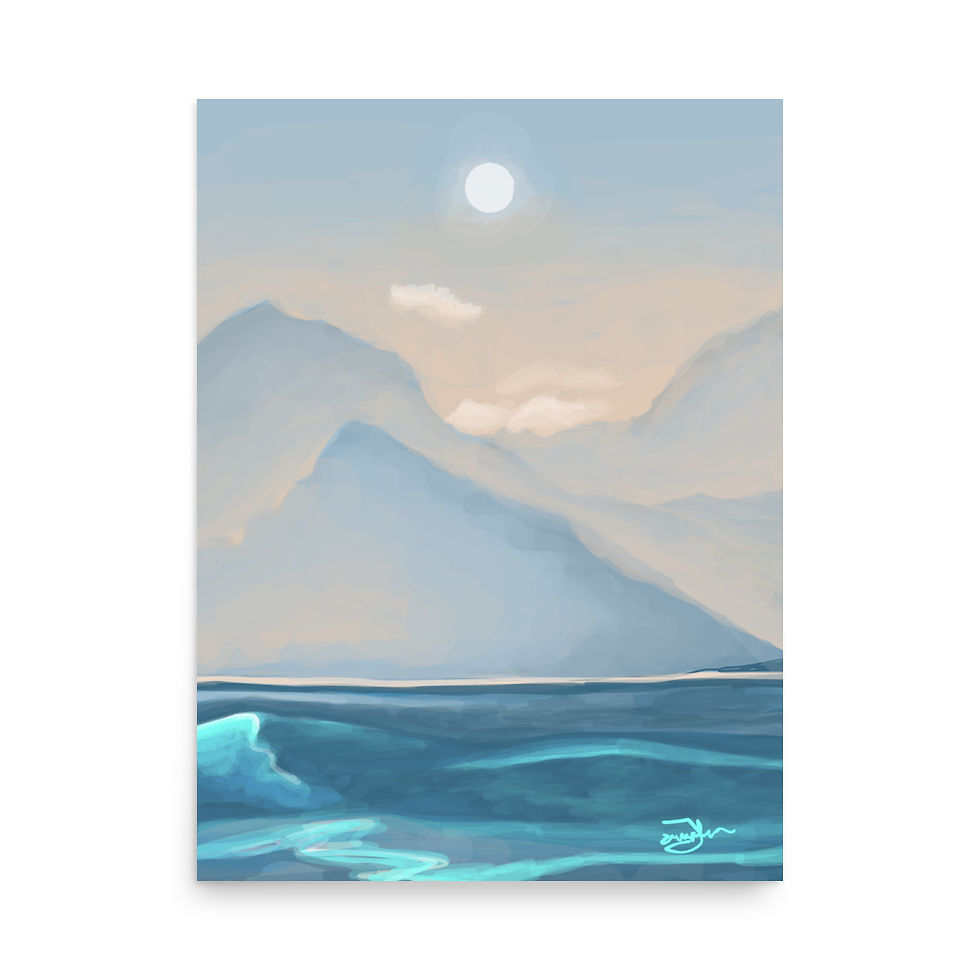 Thumbnail: Sea, lake, silver sea, blue, highlight, fine art, Art, art print, fine art, modern art, home decor, Jake Zuurbier art, modern