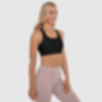 sports bra, black sports bra, padded sports bra, moisture-wicking bra, breathable activewear, workout bra, gym wear, racer