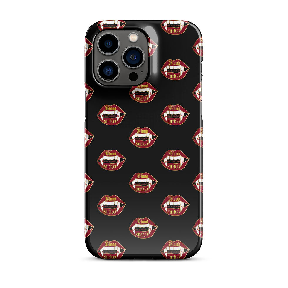 Thumbnail: blood sucker, vampire, vampire fangs, gold, phone case, iPhone case, snap case, lightweight phone case, halloween, black case