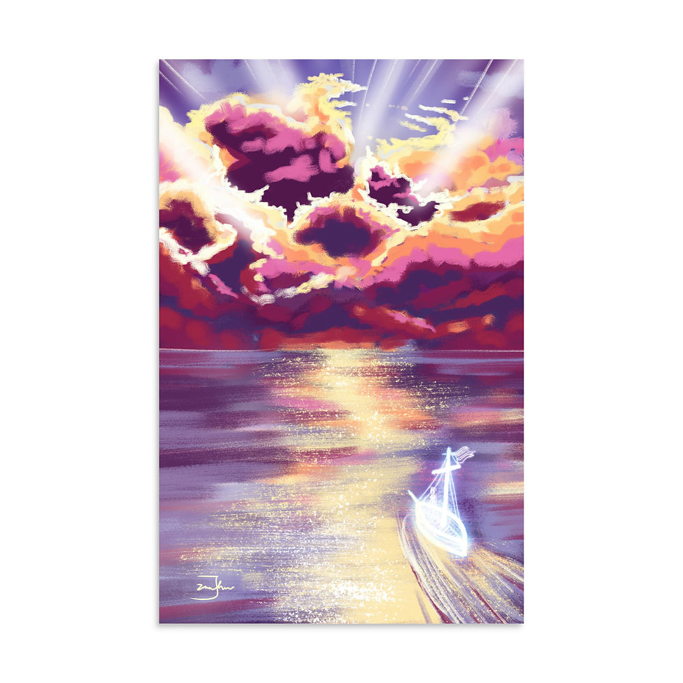 Thumbnail: landscape, sea, boat, magic, art, art print, fine art, modern art, matte print, Jake Zuurbier art, modern art print, decor