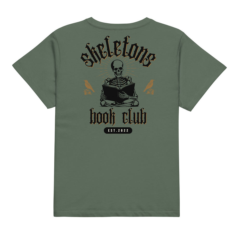 Thumbnail: skeletons bookclub tee, halloween shirt, high waisted t-shirt, bookclub shirt, cute bookish tee, halloween high waisted shirt