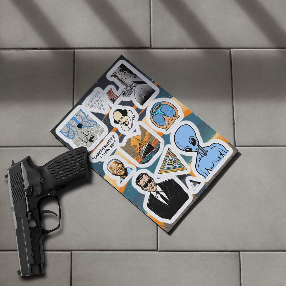 Thumbnail: conspiracy theory, sticker sheet, conspiracies, aliens, illuminati, ereader, kindle stickers, journal stickers, ufo