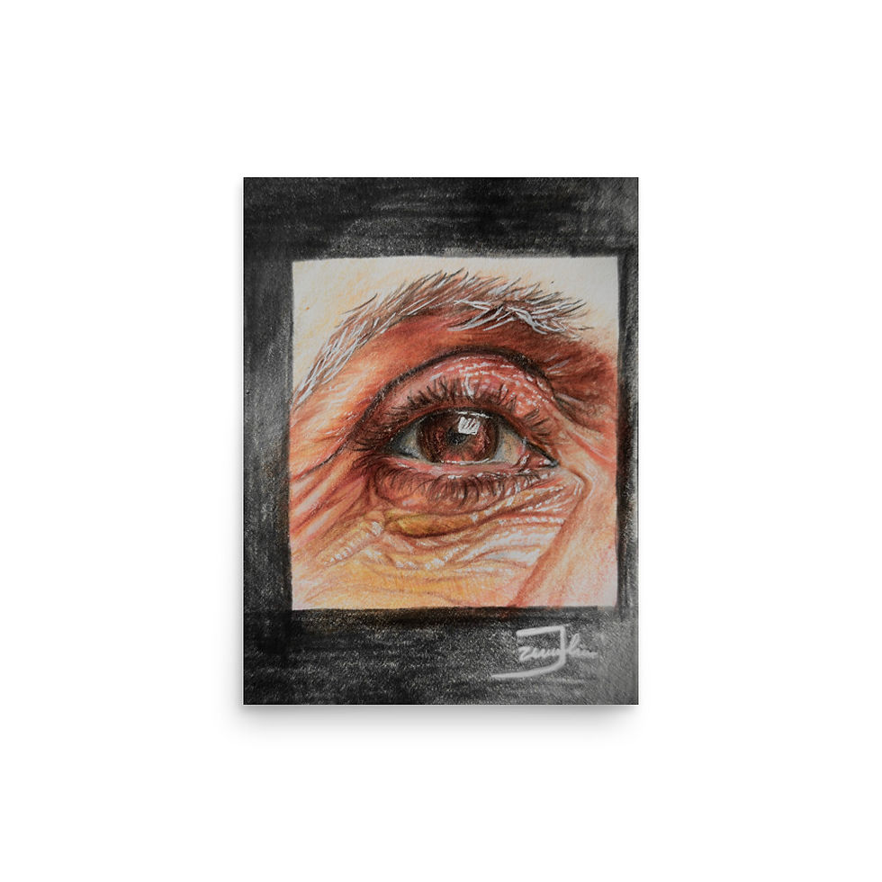 Thumbnail: eye, realism art, old person, colored pencil, Art, art print, fine art, modern art, home decor, Jake Zuurbier art, modern art