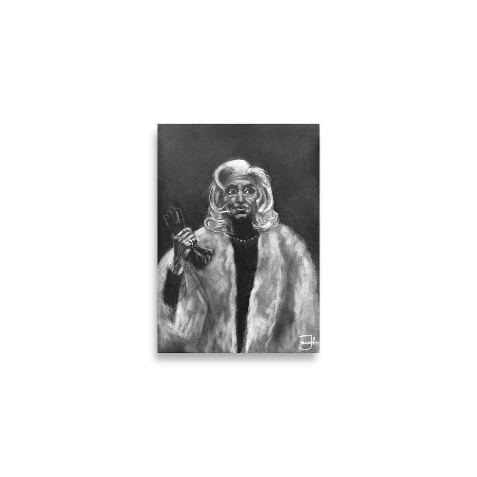 Thumbnail: grandma, glamorous, italian, nonna, white fur coat, Art, art print, fine art, modern art, matte print, Jake Zuurbier art
