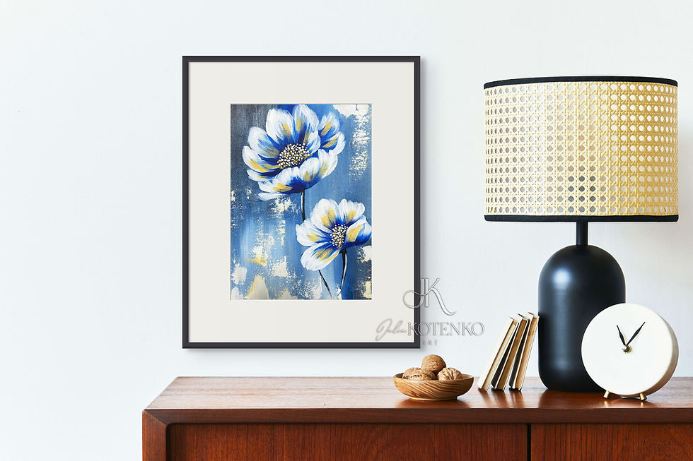 Thumbnail: Abstract flowers painting on canvas Small painting