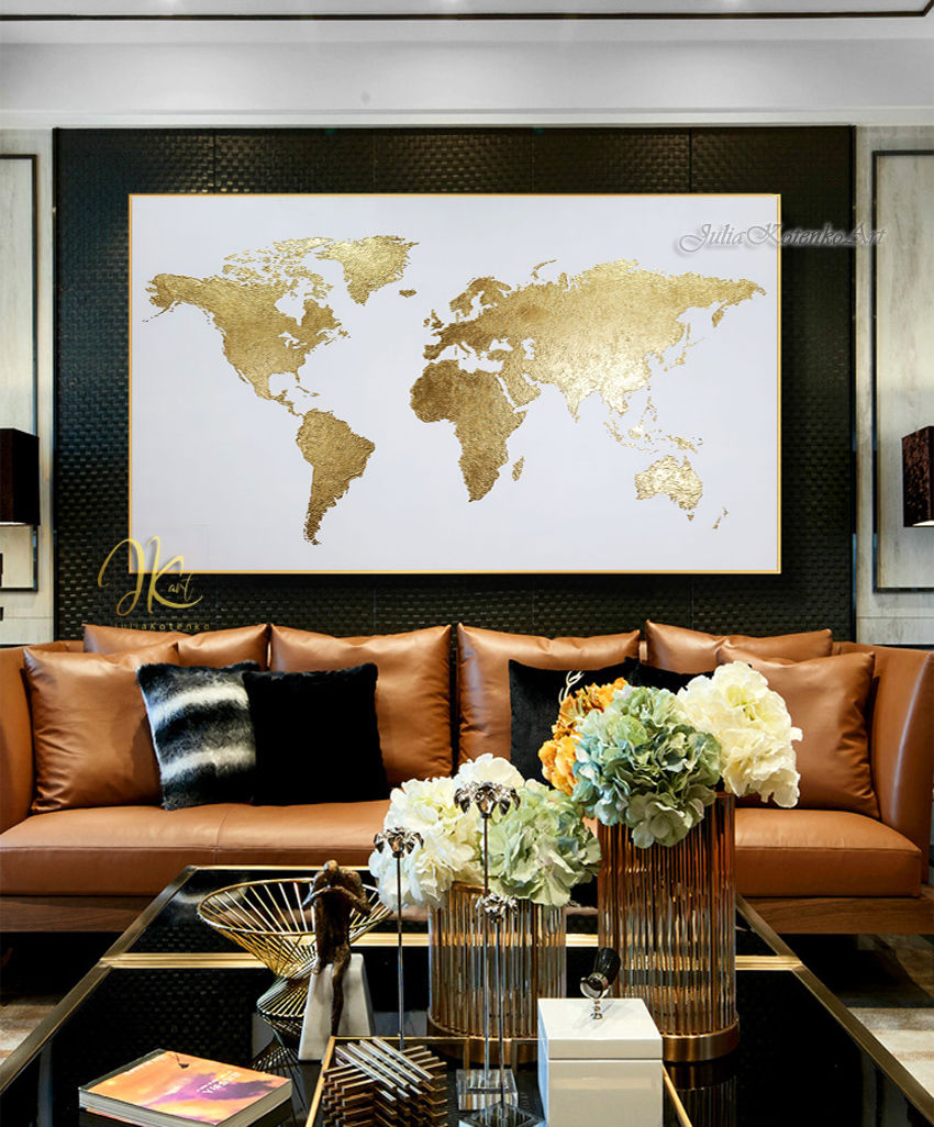 Thumbnail: Abstract Golden Painting  Gold Leaf Texture Painting on Canvas by Julia Kotenko