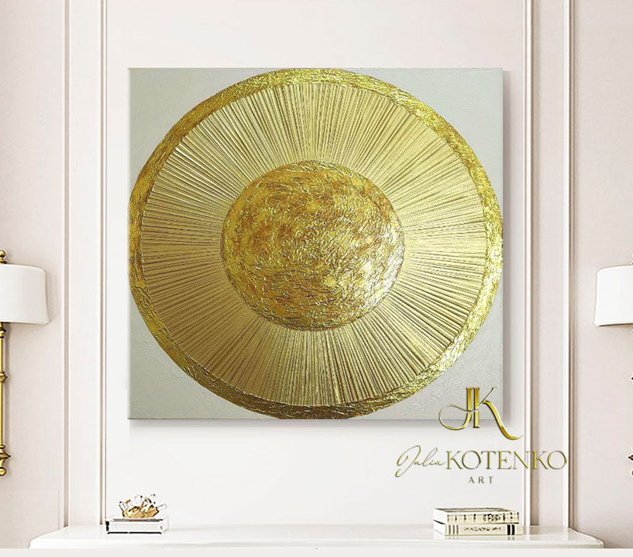 Thumbnail: Abstract painting on canvas Art of gold leaf on canvas by Julia K.