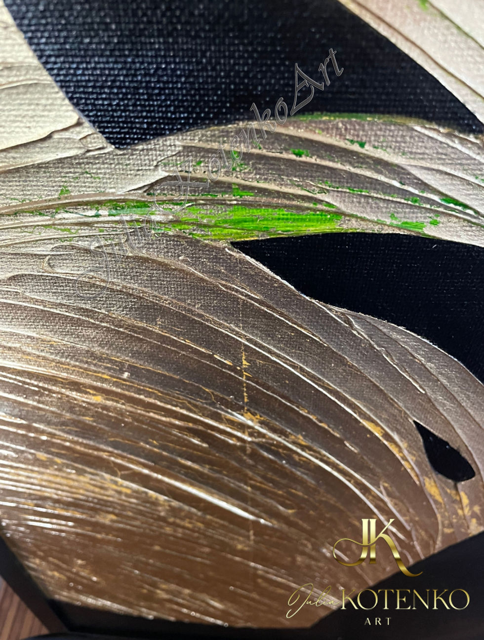 Thumbnail: Gold Leaf Painting,Textured Wall Art,Black Panthers Painting on Canvas