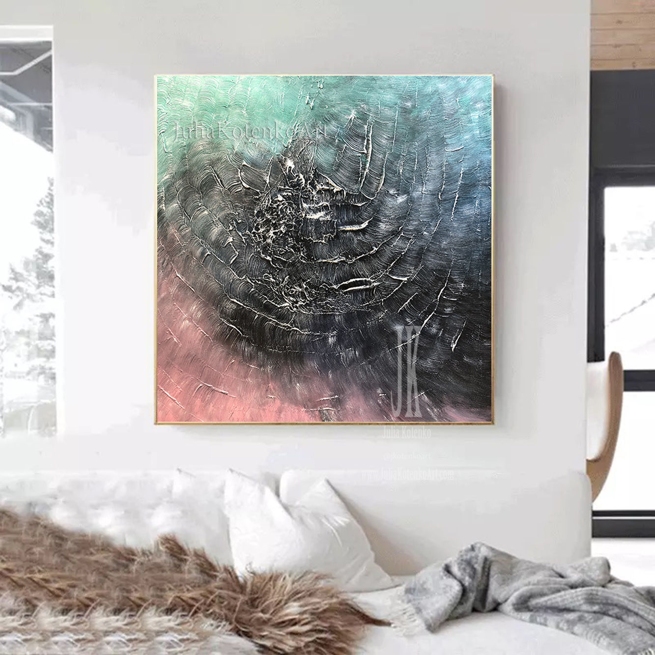 Textured Wall Art Original Abstract Oil Painting, Large Original Art by Julia Kotenko