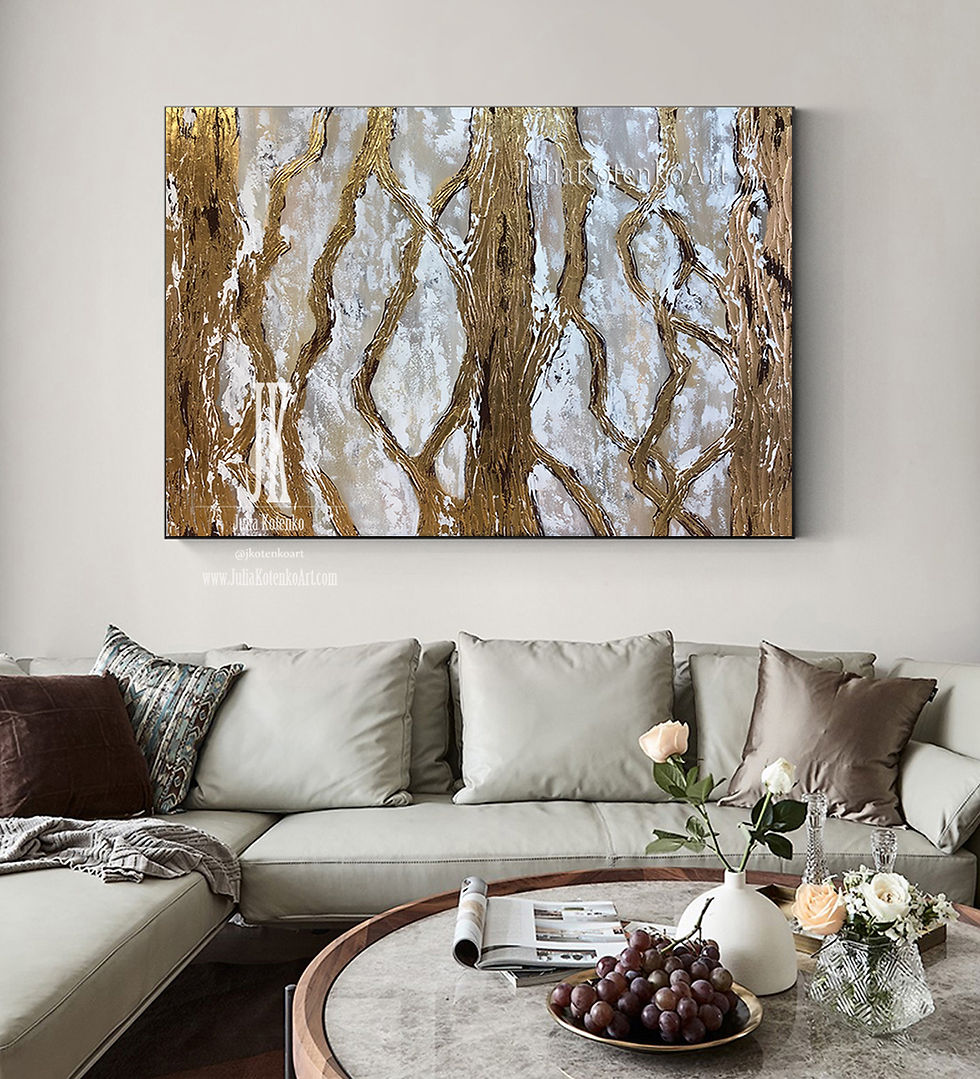 Thumbnail: Abstract Painting Gold Painting Gray painting Texture wall art Gold Leaf Art by Julia Kotenko