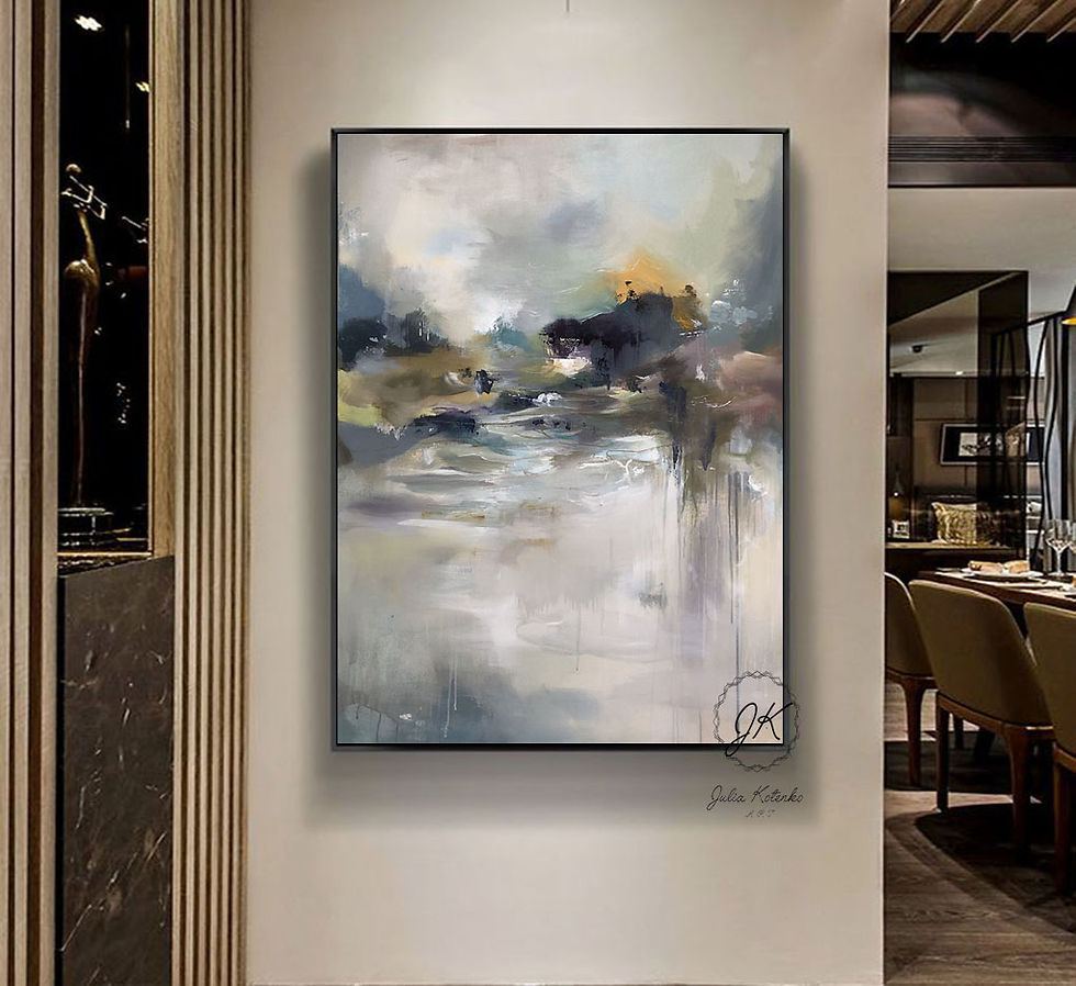Thumbnail: Original Landscape Canvas Painting, Blue abstract landscape on canvas by Julia Kotenko