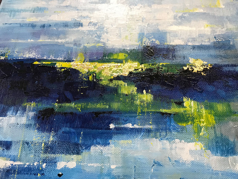 Thumbnail: Landscape Abstract Acrylic Painting Gold Leaf Art On Canvas by Julia Kotenko