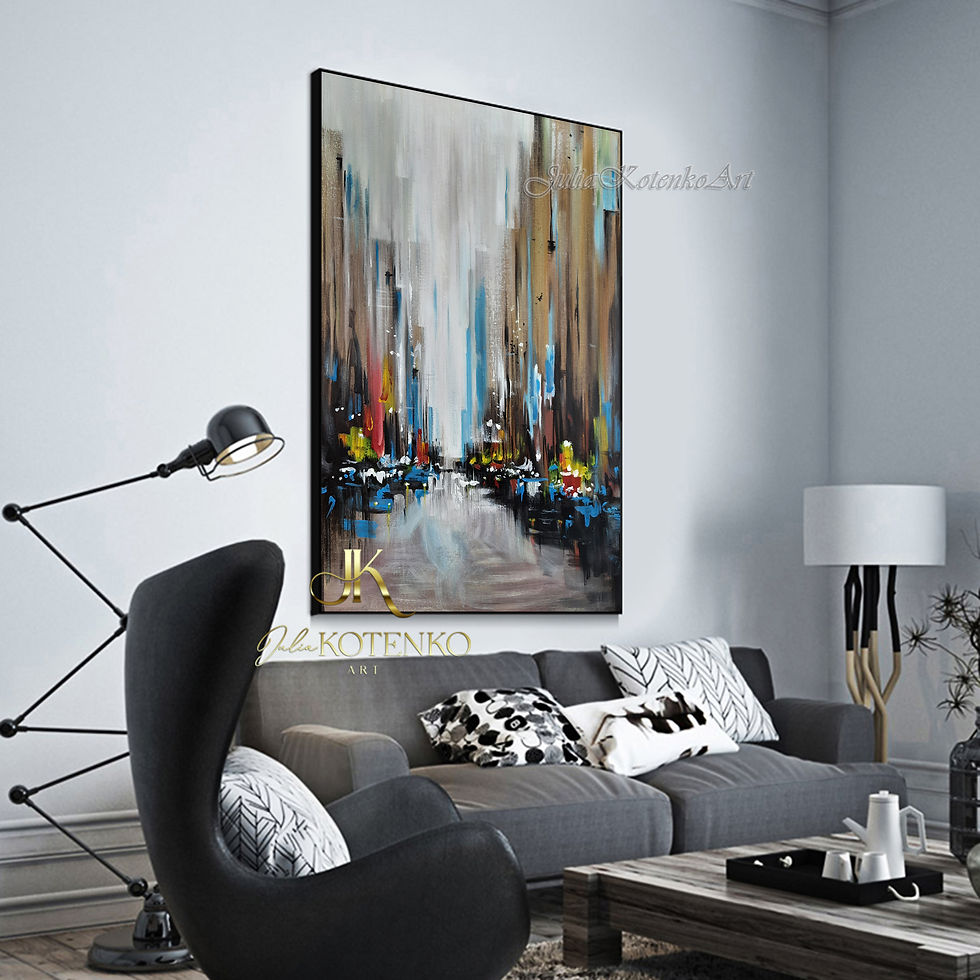 Thumbnail: City Abstract Painting, Artwork Cityscape Painting On Canvas by Julia Kotenko