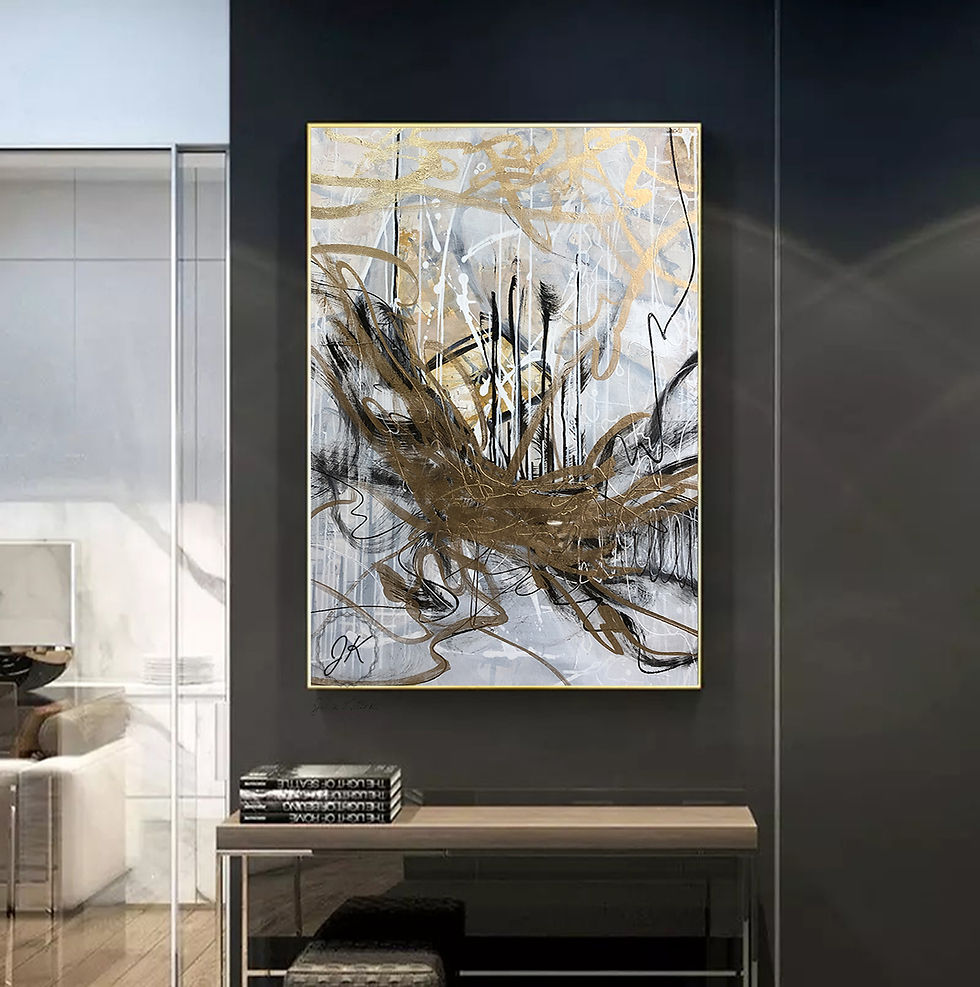 Thumbnail: Abstract Oil Painting on Canvas, Large Wall Art, Gold Leaf Art by Julia Kotenko