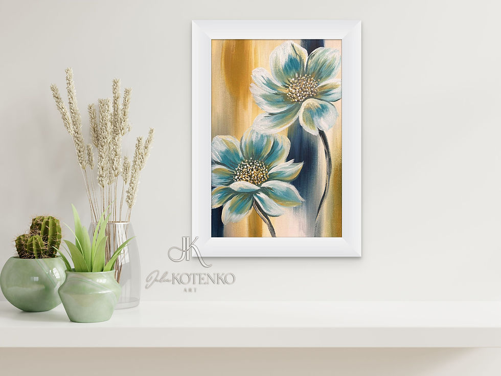 Abstract flowers painting on canvas  Small painting