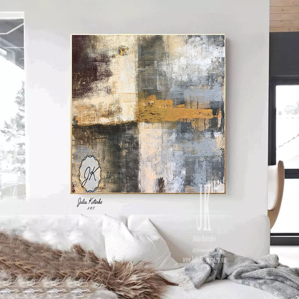 Thumbnail: Grey Painting, Original Abstract Painting, Over the Bed Decor Abstract Artwork by Julia Kotenko