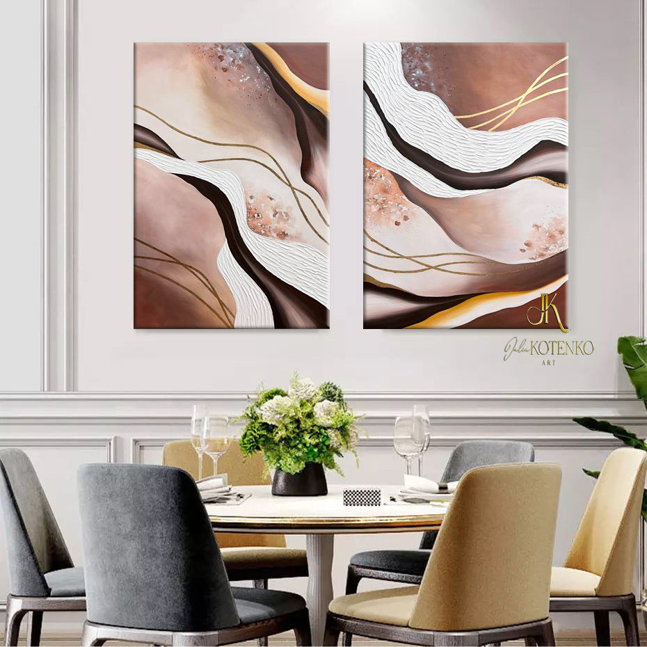 Thumbnail: Abstract Painting Gold Leaf Art Minimalism Art on canvas by  Julia Kotenko
