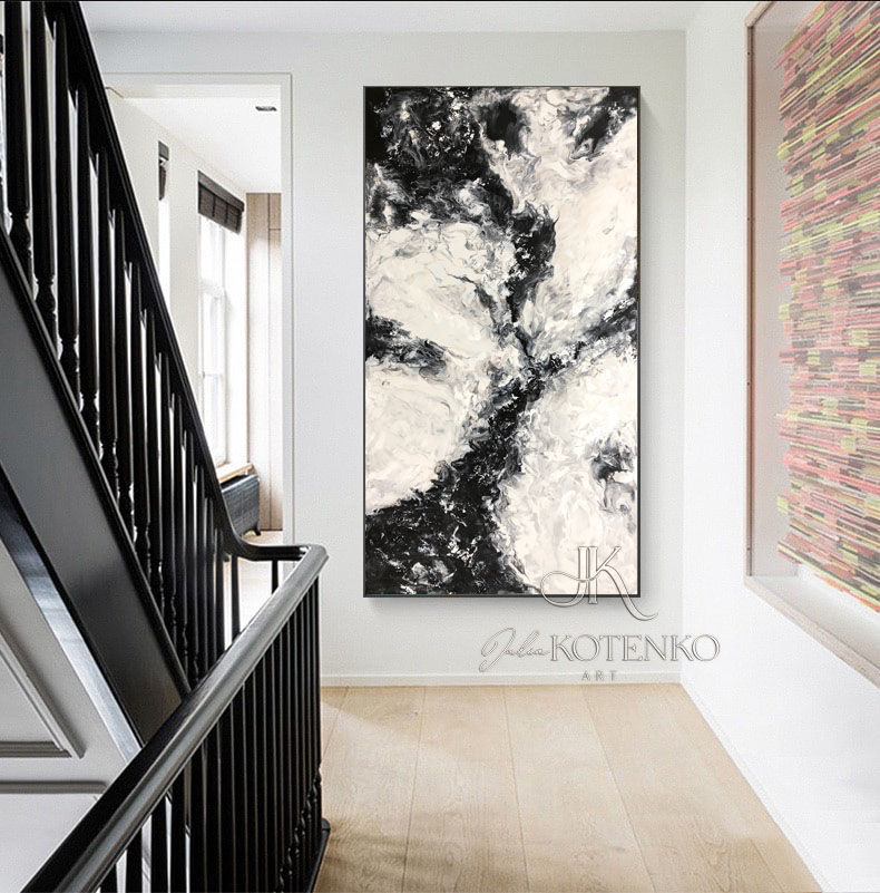 Thumbnail: Black and White Abstract Painting Large Original art