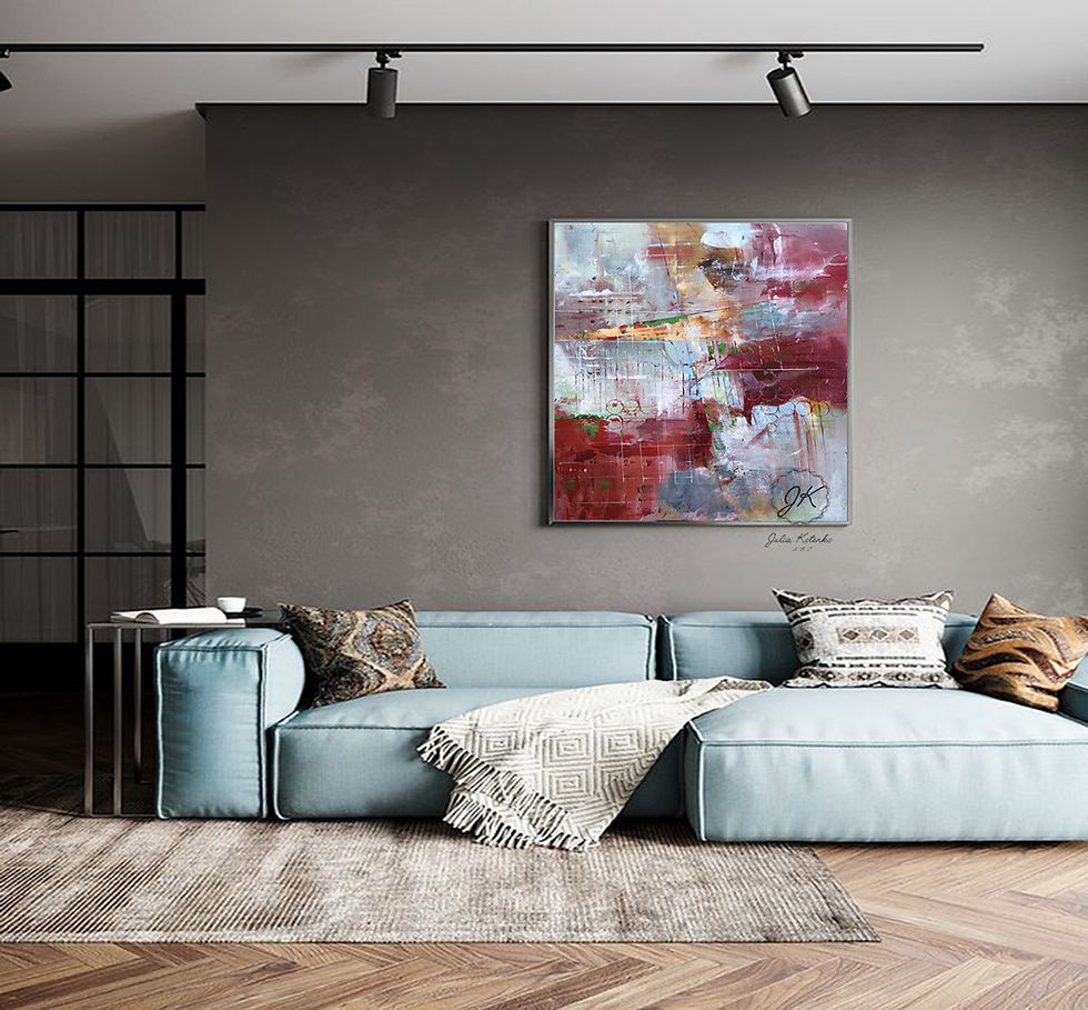 Thumbnail: Extra Large Wall Art, Colorful Abstract Painting, Modern Decor Textured painting by Julia Kotenko