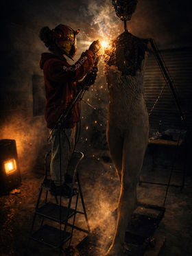 Large-scale sculpture armature and welding progress for a international client - Herd Art Studio