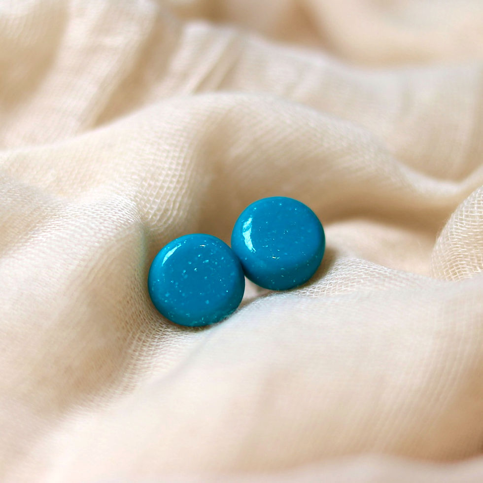 Chubby Teal Silver Flecked Studs